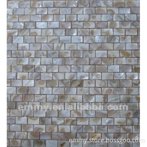 Natural river mother of pearl tile with pattern on mesh